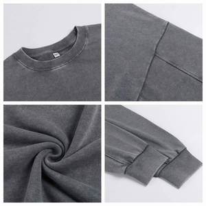 Sudadera de cuello redondo vintage unisex de alta calidad, estilo streetwear, con lavado ácido, pesada, con logo, oversize, para hombre, personalizable con bordado. - Product Image 2