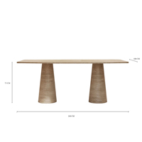 Table à manger rectangulaire incurvée en travertin italien Lucas de Kumusi Furniture