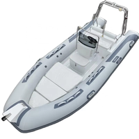 Bateau Pneumatique Semi-Rigide en Fibre de Verre pour le Marché Européen, Modèle Rib 480, avec Moteur Hors-Bord