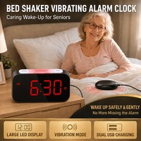 Jam Alarm Digital Getar Pintar Loud Flicker Smart Table Bed Shaker untuk Kamar Tidur bagi Tidur Nyenyak, Lampu Malam yang Dapat Disesuaikan