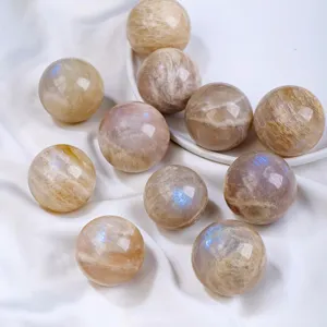 Wholesale Natural Healing Crystal Moonstone Sphere Crafts Carved Crystal Little Ball For Decor