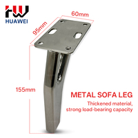 Pieds de meubles en métal gris poli en forme de V HUAWEI, 15 cm, 18 cm, pieds de canapé robustes pour canapé, armoire