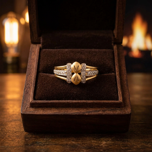 Stylish 14K <b>Gold</b> <b>Ring</b> with Dual Leaf Design Elegant Jewelry Piece for Women Daily Wear Wedding Special Occasion - Product Image 3