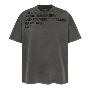 T-shirt unisexe en coton lourd surdimensionné 300 g/m², lavage à l'acide, impression d'un logo personnalisé sur écran, coton, homme - Product Image 1