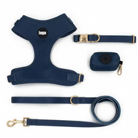 Harnais pour chien bleu marine foncé réglable avec quincaillerie dorée - Ensemble de harnais pour animaux de compagnie en maille personnalisable avec impression OEM