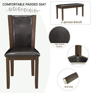 Juego de <span class=keywords><strong>mesa</strong></span> de comedor moderno de 6 piezas con 4 sillas y <span class=keywords><strong>banco</strong></span>, juego de <span class=keywords><strong>mesa</strong></span> de comedor de estilo rústico para comedor, <span class=keywords><strong>cocina</strong></span> - Product Image 4