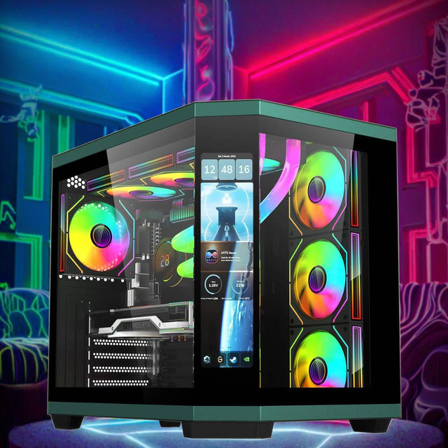 SOEYI Ready to Ship Mid Tower ATX PC Computer Chassis Cases & Towers Wholesales Tempered Glass Gaming Cabinet Without LCD Screen
