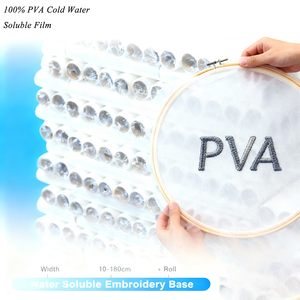 100% Material PVA Textiles <span class=keywords><strong>para</strong></span> el hogar Película hidrofóbica 25-80 MicronTransparent Estabilizador de película <span class=keywords><strong>soluble</strong></span> en <span class=keywords><strong>agua</strong></span> fría Embalaje <span class=keywords><strong>para</strong></span> bordado - Product Image 6