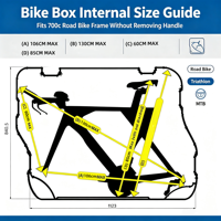 Boîte de transport rigide pour vélo OEM en HDPE et ABS, sans démontage de la poignée, compatible avec les vélos de route 700c, valise de transport aérien pour triathlon