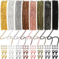 En gros, chaînes à maillons multicolores, fermoirs mousquetons et anneaux de jonction pour la création de bijoux DIY, colliers, bracelets, accessoires et breloques de sac