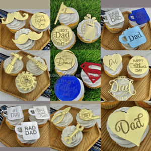 <span class=keywords><strong>Feliz</strong></span> Día del Padre Acrílico Cake Topper Good Dad Love You Daddy Espejo Acrílico Disco Cupcake Decoración - Product Image 6