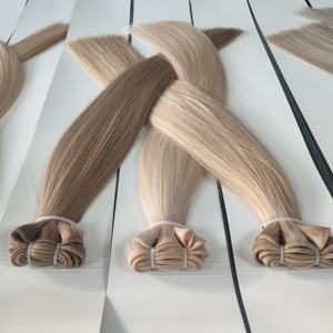 Extensiones de cabello rubio popular de alta calidad, cabello virgen ruso, trama cosida a máquina, 100% cabello humano, extensiones de cabello natural, trama doble. - Product Image 4