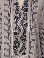 Abaya ouverte grise perlée, style modeste, pour femme, en polyester respirant et léger, style traditionnel égyptien musulman, idéale pour mariage - Nouvelle collection très demandée