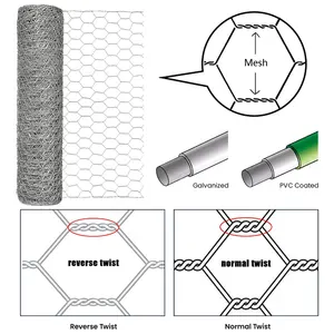 Chicken Wire Netting Galvanized Hexagonal Poultry Netting Fence Wire Mesh Roll Fence Animal Barrier