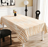 Nappe en PU rayée or blanc, imperméable, anti-taches, lavable, en vinyle, taille personnalisée pour la maison, l'hôtel, les mariages, les banquets, la décoration