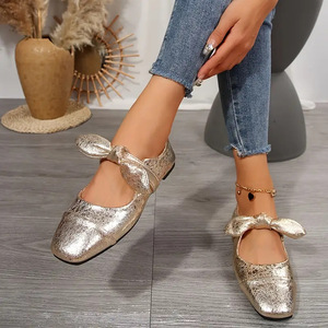 Chaussures <span class=keywords><strong>bateau</strong></span> plates pour femme, grande taille, style mode, à nœud, en PU, à semelle plate, couleur unie, pour l'automne - Product Image 5