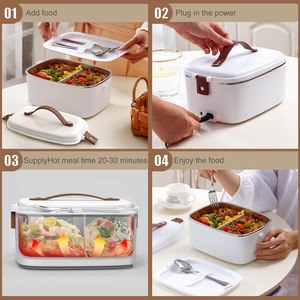 110V Portable Électrique Réchauffeur De Nourriture Chauffage Boîte À <span class=keywords><strong>Lunch</strong></span> <span class=keywords><strong>pour</strong></span> <span class=keywords><strong>Voiture</strong></span> Camion Travail avec Conteneur En Acier Inoxydable 304 - Product Image 4