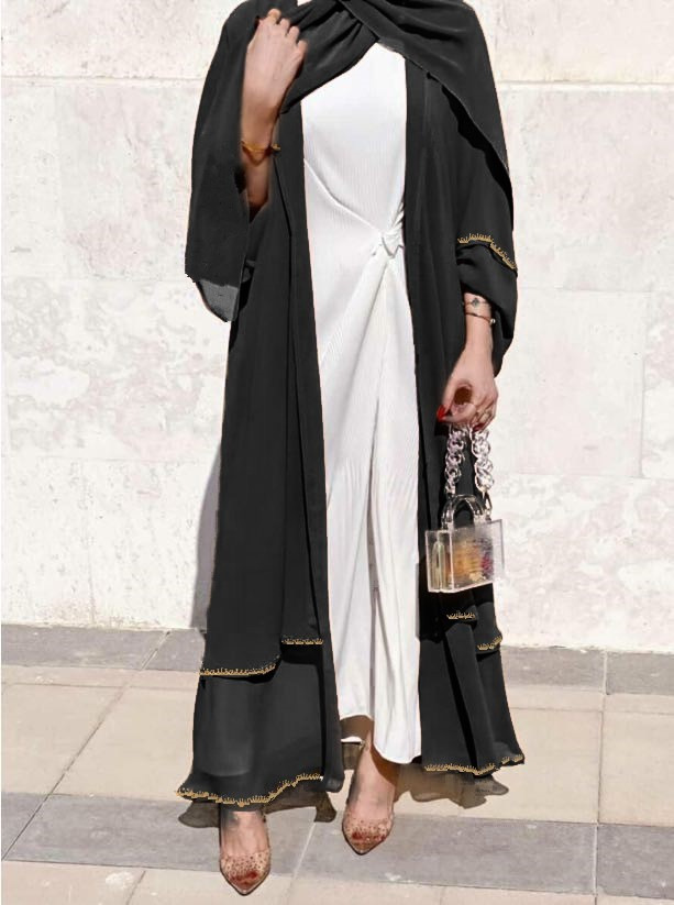 SIPO Open Abaya Dubai Kimono Cardigan Plain Muslim Hijab Dress Turkey Pleated Abayas for Women African Islam Clothing