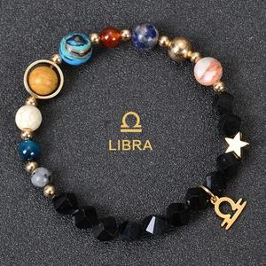 Pulsera <span class=keywords><strong>de</strong></span> Piedras Naturales del Sistema Solar con 8 Planetas y Dije <span class=keywords><strong>de</strong></span> <span class=keywords><strong>Signo</strong></span> Zodiacal Dorado, Joyería del Universo Galáctico, Regalo <span class=keywords><strong>de</strong></span> Horóscopo - Product Image 3