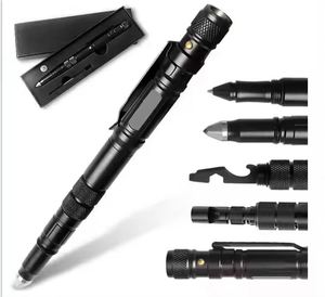 Stylo tactique d'extérieur en aluminium pour la défense personnelle - Outil multifonction avec lampe torche et brise-vitre pour hommes et femmes - Product Image 3