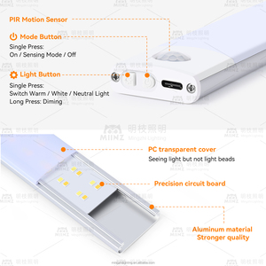 Tủ chiếu sáng nhà bếp tủ quần áo ánh sáng thanh cảm biến chuyển động Dimmable <span class=keywords><strong>LED</strong></span> <span class=keywords><strong>Strip</strong></span> DC 5V hardwired cắm trong dưới ánh sáng truy cập - Product Image 3