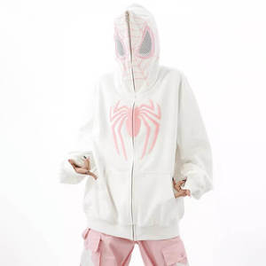 YOUCHEN <span class=keywords><strong>Felpa</strong></span> con Cappuccio Unisex di Alta Qualità, Zip Integrale, Ricamo con Strass a Forma di Ragno, Oversize, Felpe da Uomo - Product Image 3