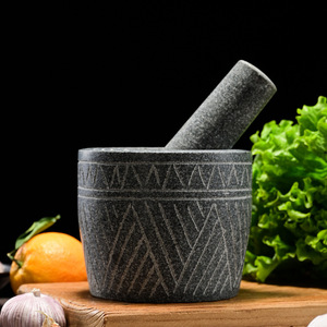 Stone Mortar And Pestle Hand Carved For Garlic Crushing Manual Grinding Kitchen Tool Durable Herb Spice Grinder - Product Image 1