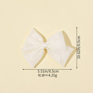 <span class=keywords><strong>Barrettes</strong></span> mignonnes pour enfants avec nœuds en perles et mailles, pinces à cheveux alligator douces, accessoires pour filles - Product Image 4