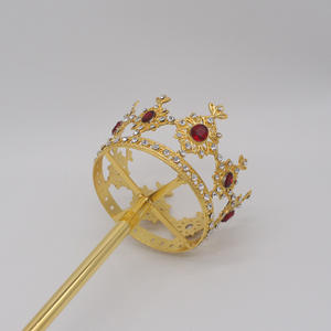 卸売クイーンプリンセス金メッキクラウンプロムセプターダイヤモンド-結婚式婚約記念日のための爪の設定がはめ込まれています - Product Image 4