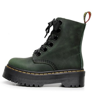 Bottines en cuir véritable marron à bout rond, à lacets, talon plat, avec nœud décoratif, antidérapantes, toutes saisons, vente en gros - Product Image 4