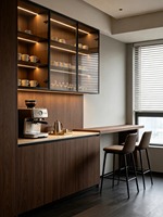 Table basse contemporaine en bois massif avec vitrine en verre et éclairage LED, meubles de salon