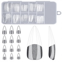 BORNBYME – Nouveaux faux ongles carrés français en gel souple, longs, forme Stiletto, 120 pièces, pré-polis, couvrance totale, semi-mat, extensions en gel