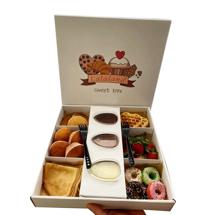 Подарочная упаковка для печенья и макарон, Роскошная большая бумажная коробка с принтом под заказ, для ресторанов, кафе, хлебобулочных изделий
