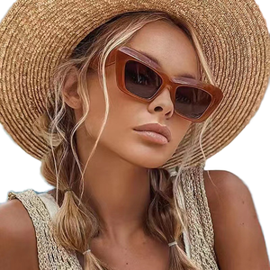 Gafas de sol rectangulares de ojo de gato para hombres y mujeres, lentes protectoras UV400, tonos blancos para exteriores, gafas naranjas de Hip Hop, tendencia 2025 - Product Image 1