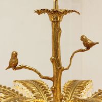 Jewellerytop Lustre de palmier en laiton français de luxe à 8 lumières pour restaurant Lustre LED moderne de luxe léger