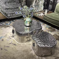 Table basse en acier inoxydable poli/miroir 201 304, design nuage creux électroplaqué, style luxe léger