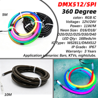 Barre lumineuse LED néon adressable RGB compatible avec le contrôleur DMX, flexible en silicone programmable SPI WS2811, éclairage de façade