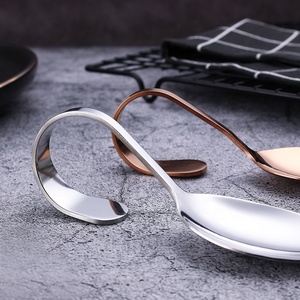 Cucchiai da Servizio per Buffet di Ristoranti con Logo Personalizzato, in Acciaio Inox con Manico Curvo, Cucchiaio Grande Dorato per Dessert e Insalata - Product Image 5