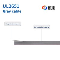 Cable Plano de Pantalla UL2651 con Revestimiento de Policloruro de Vinilo Gris con Borde Rojo, Calibre 28 AWG, Paso de 10 mm, Sin Conectores, Modelo 2651-2870.127TS
