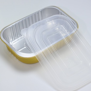 Wholesale Disposable Gold Color Lunch Box with Recycled Aluminum Foil and PP Plastic Lid <b>Takeaway</b> Foil <b>Containers</b> - Product Image 3