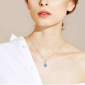 תכשיטים משובחים 925 כסף סטרלינג כסף סטרלינג שרשרת תליון זהב פינגווין כחול פינגווין כחול - Product Image 3