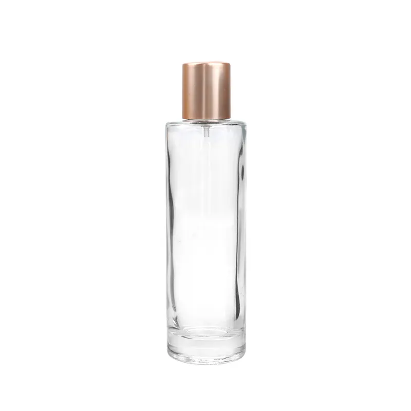 Grosir botol parfum kaca transparan silinder 90ml dengan tutup kayu