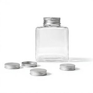 Premium 500ml V500-3305 Square <b>Jar</b> with Screw Top PET Base and Aluminum Cap-Eco-Friendly & Durable <b>for</b> Beverages and Sauces - Product Image 1