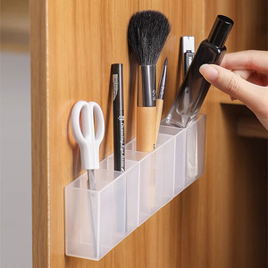 Wall Mounted Lipstick Storage Rack Multi Compartment Cosmetic Organizer Open Top Desktop <b>Makeup</b> Holder No Drill Installation - Product Image 3
