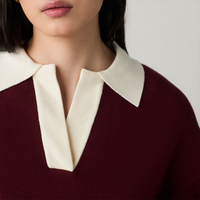 Pull-over col en V personnalisé pour femme 100 % coton, décontracté, à manches longues, chaud, tricoté, automne, anti-plis, respirant
