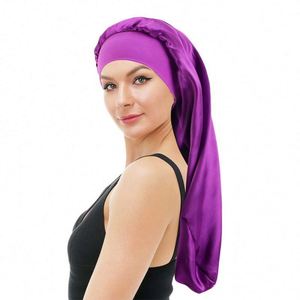 Bonnet en satin réglable de qualité supérieure avec bande élastique pour cheveux longs – Meilleure vente - Product Image 6