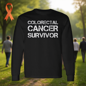 T-shirt a maniche lunghe girocollo unisex per sopravvissuti al cancro al colon e al retto, per eventi di sensibilizzazione, corsa e camminata, con stampa serigrafica - Product Image 2