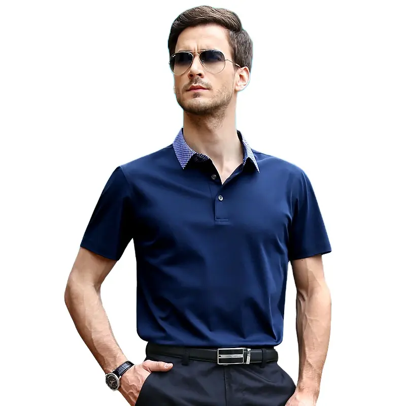 Mannen Korte Mouwen Effen T-shirt Mannen Nieuwe Zomer Fashion Midden-Aged Business Casual T-shirt Luxe Kleding