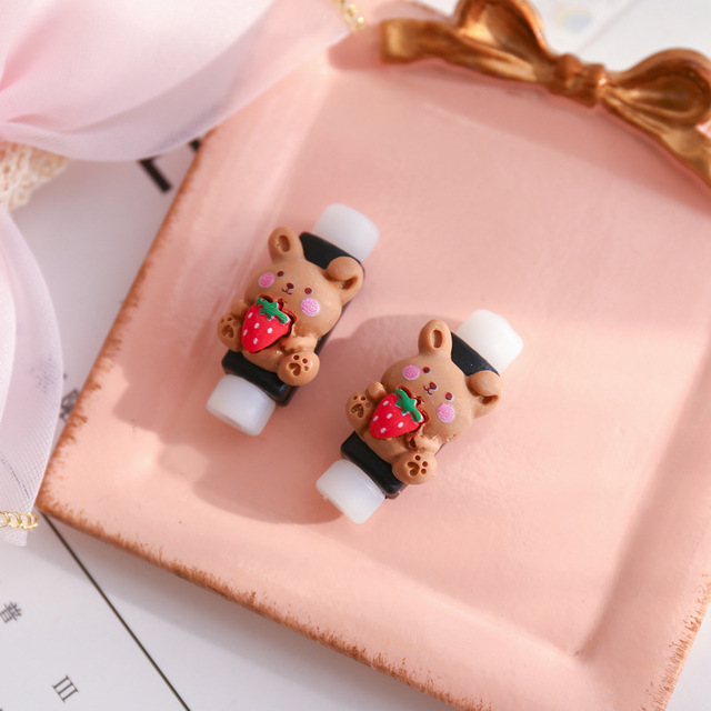 Cute Bear Cartoon Data Cable Protective Cover Mobile Charging Cable Anti-Break Flower Protector for Headset Cable