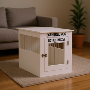 Casa para Perros de Madera Sintética Blanca D0100XTMLZW, Tamaño Mediano, Transpirable, Mueble para Interiores - Product Image 2